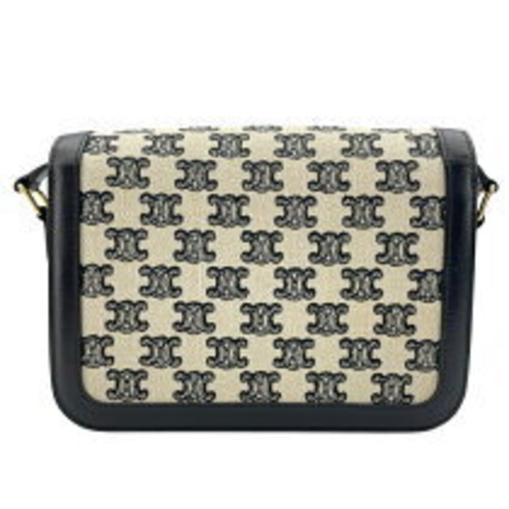 Celine leather bag canvas Teen White Triomphe hardware black